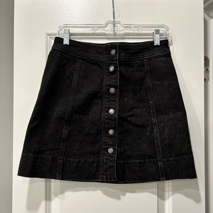 J. Crew Mercantile Button Up Black Denim Mini Skirt
